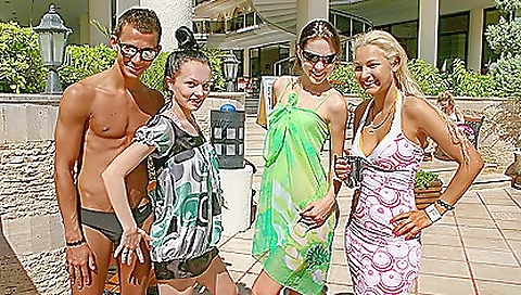 Wild vacation sex in Turkey: Day 2 - Amateur holiday sex with one chick and three guys Wild vacation sex in Turkey: Day 2 - Amateur holiday sex with one chick and three guys